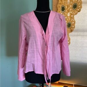 Pink Open-Front Blouse